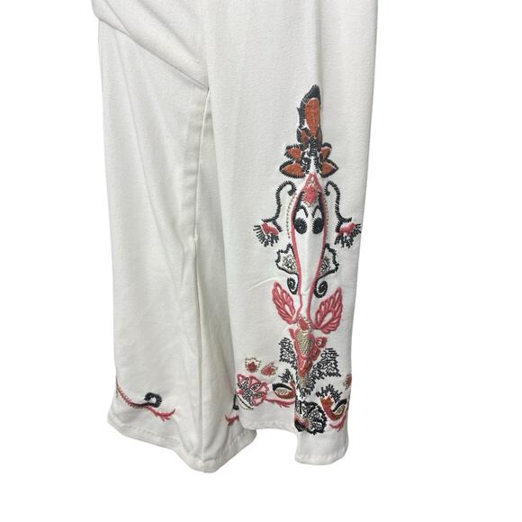Free People Dress Floral Bell Sleeve Ivory 4 Hippie Folk Flare Embroidered Fairy - Picture 6 of 11